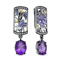 Серьги из серебра с аметистом и фианитами