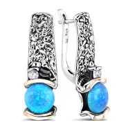 Серьги из серебра с опалом и фианитом Серьги из серебра с опалом и фианитом