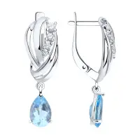 Серебряные серьги с топазом и фианитами