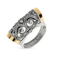 Серебряное кольцо Yaffo с фианитом и золотом