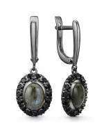 Серьги из серебра с лабрадором и шпинелью Серьги из серебра с лабрадором и шпинелью