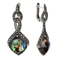 Серебряные серьги с перламутром, горным хрусталем и марказитами Swarovski Серебряные серьги с перламутром, горным хрусталем и марказитами Swarovski