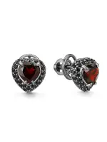 Серьги из серебра с гранатом и фианитами Серьги из серебра с гранатом и фианитами