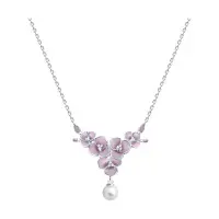 Серебряное колье с жемчугом и эмалью «Цветы»