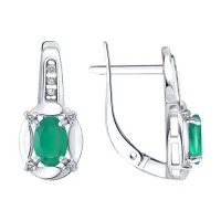 Серьги из серебра с агатом и фианитами