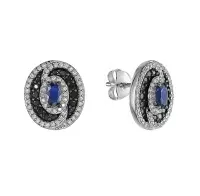 Серебряные серьги с сапфиром и фианитами «Галактика»