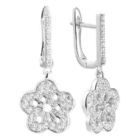 Серьги из серебра с фианитами