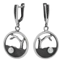 Серебряные серьги с жемчугом «Дерево» Серебряные серьги с жемчугом «Дерево»