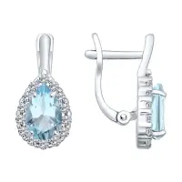 Серьги из серебра с топазами и фианитами