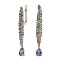 Серьги из серебра с аметистом в позолоте