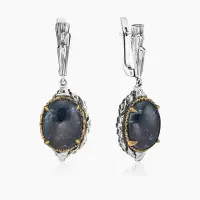 Серебряные серьги «Таинственная Галактика» с питерситом Серебряные серьги «Таинственная Галактика» с питерситом