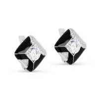 Серебряные серьги с эмалью и фианитами