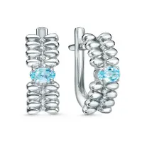 Серебряные серьги с топазом и фианитами