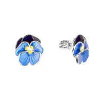 Серьги «Анютины глазки» из серебра с эмалью