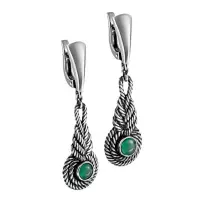 Серьги из серебра «Узел» с ониксами