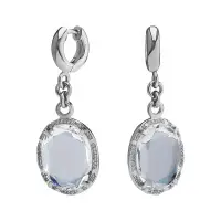 Серьги из серебра с горным хрусталем и фианитами Серьги из серебра с горным хрусталем и фианитами