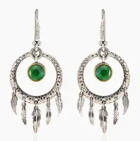 Серебряные серьги «Нефритовый Ловец Снов»