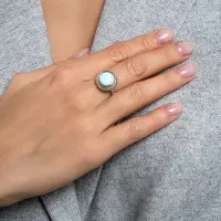 Кольцо из серебра с камнем ларимар Кольцо из серебра с камнем ларимар