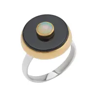 Кольцо из серебра с ониксом и опалом Кольцо из серебра с ониксом и опалом