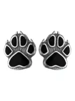 Серебряные серьги-пусеты с эмалью «Лапки»