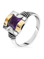 Серебряное кольцо с аметистом и золотом Серебряное кольцо с аметистом и золотом