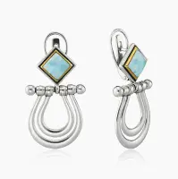 Серьги из серебра с камнем ларимар Серьги из серебра с камнем ларимар