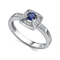 Кольцо из серебра с сапфиром и фианитами