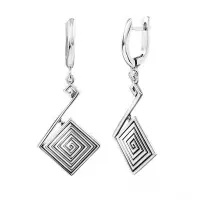 Серьги из серебра «Лабиринт ромб»