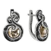 Серьги из серебра с раухтопазом