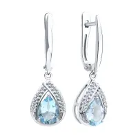 Серьги из серебра с топазами и фианитами