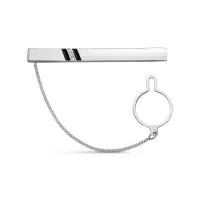 Серебряный зажим для галстука с эмалью и фианитами Серебряный зажим для галстука с эмалью и фианитами