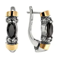 Серебряные серьги с черным фианитом