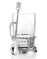 Подстаканник «Петербург» из серебра с ложкой Подстаканник «Петербург» из серебра с ложкой