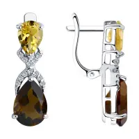 Серьги из серебра с раухтопазом