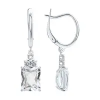 Серьги из серебра с горным хрусталем и фианитами