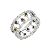 Кольцо из серебра с сапфиром и кубическим цирконом