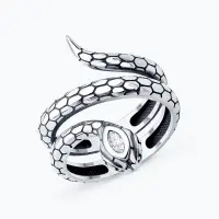 Серебряное кольцо с фианитом «Змея»