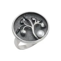 Серебряное кольцо с жемчугом «Дерево»