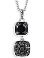Кулон на цепи с черным ониксом и шпинелью