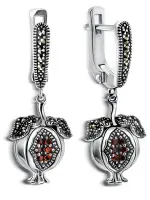 Серебряные серьги ALEXANDRE VASSILIEV с гранатами и марказитами Swarovski