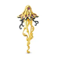 Брошь из серебра с аметистом в позолоте «Медуза» Брошь из серебра с аметистом в позолоте «Медуза»