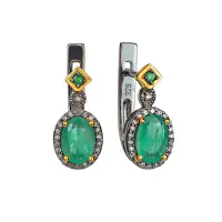 Серьги «Byzantium» с бриллиантами и изумрудом Серьги «Byzantium» с бриллиантами и изумрудом