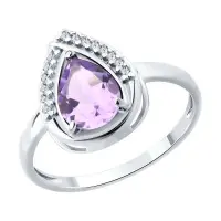 Кольцо из серебра с аметистами и фианитами