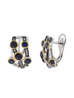 Серьги из серебра с сапфирами и фианитами Серьги из серебра с сапфирами и фианитами