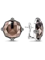 Серьги серебро с раухтопазом и марказитами Серьги серебро с раухтопазом и марказитами