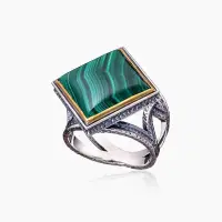 Серебряное кольцо «Лес» с малахитом