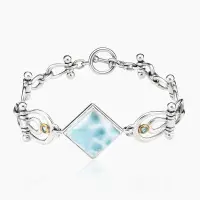 Браслет из серебра с камнем ларимар