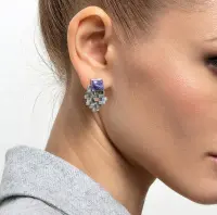 Серьги из серебра с чароитом