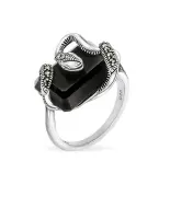 Серебряное кольцо Alexandre Vassiliev с черным ониксом и марказитами Swarovski