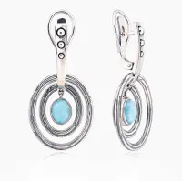 Серьги из серебра с камнем ларимар